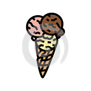 neapolitan ice cream scoop food snack color icon vector illustration