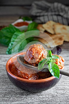 Neapolitan meatballs with meat sauce ragu