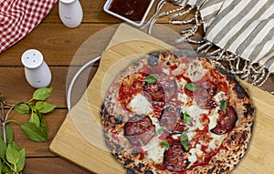 Neapolitan pizza - Napoli pizza, Naples pizza (Italian pizza napoletana) - straight from a wood-fired oven.