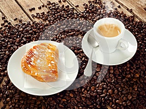 Neapolitan Sfogliatella riccia with espresso