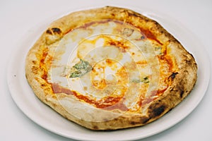 Neapolitan-style homemade pizza with thick crusts