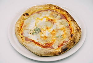 Neapolitan-style homemade pizza with thick crusts