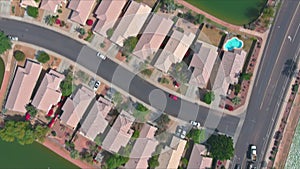 Near Phoenix Arizona Avondale city the aerial view of residential houses neighborhood and apartment complex aerial drone