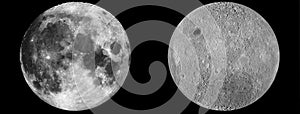 The near side of the Moon and the far side of the Moon.