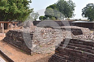 Nearby stupa remains, Sanchi - Buddhist complex, famous for its Great Stupa, Sanchi monuments, World Heritage Site,