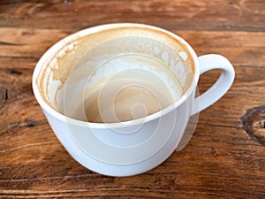 Nearly Empty Coffee Mug on a Wooden Background