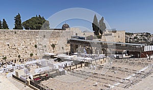 A Nearly Empty Plaza at the Western Wall in Jerusalem during Pandemic