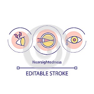 Nearsightedness concept icon photo