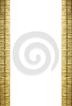 Neat Gold Coin Stacks Forming Page Frame Side Borders