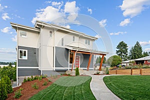 Neat home exterior with beautiful outdoor landscape