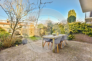 Neat patio with sitting area