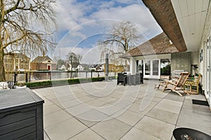 Neat patio with sitting area