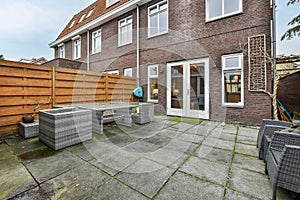 Neat patio with sitting area