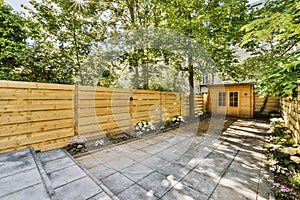 Neat patio with sitting area