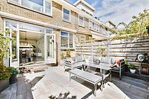 Neat patio with sitting area