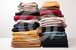 Neat presentation Folded garments arranged elegantly on a white background