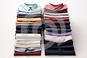 Neat presentation Folded garments arranged elegantly on a white background