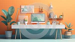 Neat and serene web design flat illustration - Generative AI.