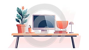 Neat and serene web design flat illustration - Generative AI.