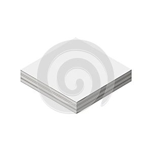 Stack of blank white paper sheets in an isometric perspective isolated on white background