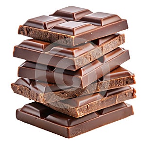 Stack of Chocolate Bars Isolated on White Background