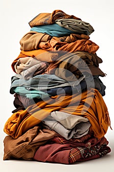 Neat stack of folded clothes white solated