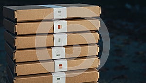 Stack of Minimalist Cardboard Boxes for Shipping and Packaging