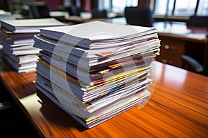 Neat stack of printed documents, organized and ready for use