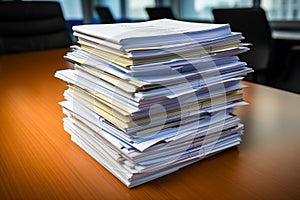 Neat stack of printed documents, organized and ready for use