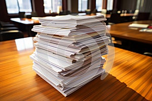 Neat stack of printed documents, organized and ready for use