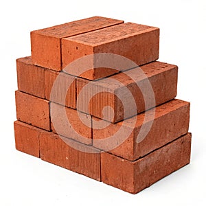 Red brick stack isolated on white