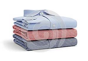 Stack of folded shirts isolated on white background