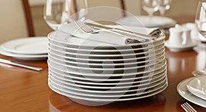 Stack of plates isolated on transparent background