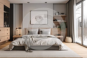 neat and tidy bedroom with minimal clutter and stylish decor