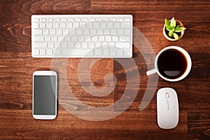 Neat workstation on a wooden desk