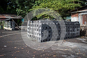 neatly arranged bricks