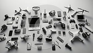 Modern Tech Gadget Collection Display