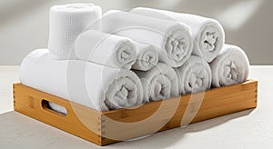 A neatly arranged set of white