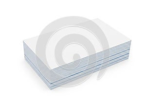 Stack of white paper sheets on a plain white background