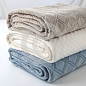 Folded blankets isolated