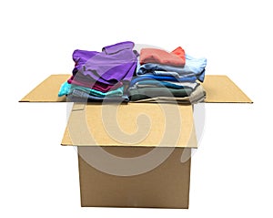 Neatly Folded Clothes In Big Box Isolated photo
