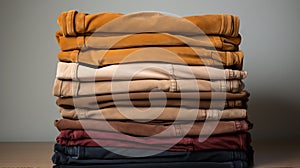 Neatly Folded Corduroy Trousers: Clothing Organization Concept AI Generated