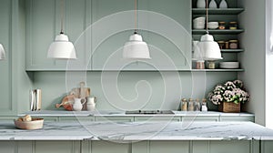 A Modern Styled Kitchen Interior.AI generated image