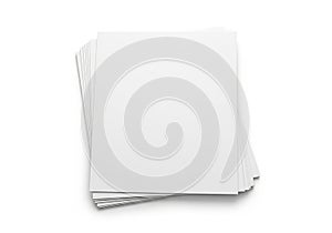 Stack of blank white paper sheets on a clean surface