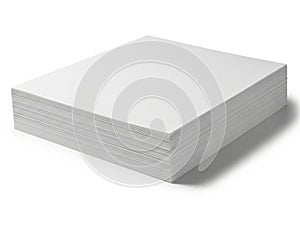 Stack of pristine white paper sheets isolated on white background