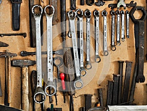 Neatly organized tools on a wall