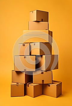 Neatly stacked brown boxes