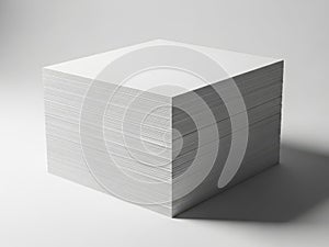 Stack of pristine white paper sheets isolated on white background