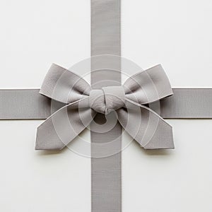 A neatly tied gray bow is