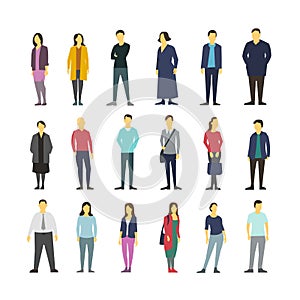 Neatly vector people standing flat design large set photo